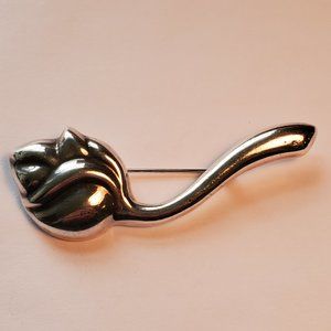 Vintage 925 Taxco 1 7/8" 3-D Rose Bud Puff Brooch